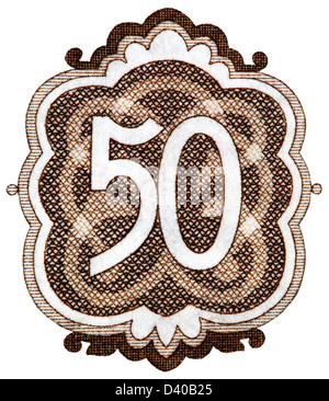 Numéro 50 de 50 léva billet, Bulgarie, 1951, sur fond blanc Banque D'Images