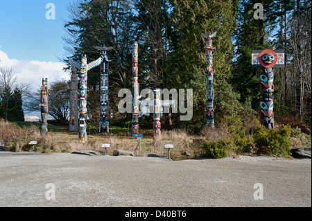 Les totems du parc Stanley. Banque D'Images