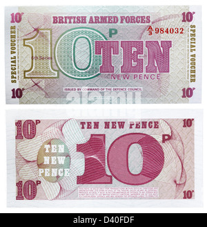 Nouveau billet de 10 pence, UK, British Armed Forces, 1972 Banque D'Images