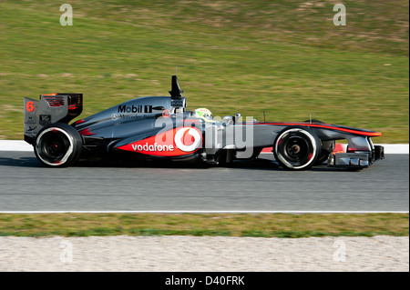 Sergio Perez (MEX), McLaren-Mercedes MP4-28, la formule 1 séances d'essai, contrôle du circuit de Catalunya, Barcelone, Espagne, 10 févr. 2013 Banque D'Images