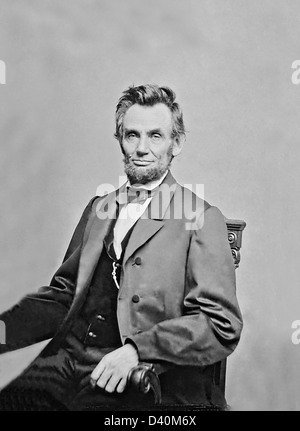 La plaque humide ferrotype portrait du président Abraham Lincoln par Matthew Brady vers 1863. Portrait a été retouchées à partir de l'original. Banque D'Images