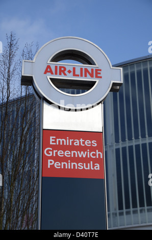 L'Unis Air-Line gare du téléphérique à Greenwich dans Peninusla dans les Docklands de Londres Banque D'Images