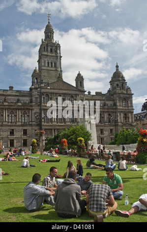 George Square à Glasgow City chambers avec en arrière-plan Banque D'Images