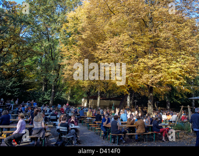 Jardin de bière et café Am Neuen Voir en automne dans Tiergarten, Berlin, Allemagne Banque D'Images