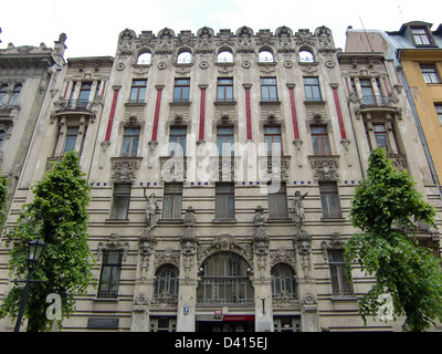 Bâtiment Art Nouveau (Riga, République de Lettonie) Banque D'Images