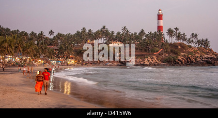 Kovallam beach, phare, l'Inde Kerala Banque D'Images