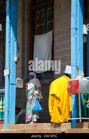 L'extérieur au-dessus de l'église Entoto Maryam Addis Ababa Ethiopie Afrique Banque D'Images