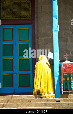 L'extérieur au-dessus de l'église Entoto Maryam Addis Ababa Ethiopie Afrique Banque D'Images