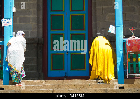 L'extérieur au-dessus de l'église Entoto Maryam Addis Ababa Ethiopie Afrique Banque D'Images