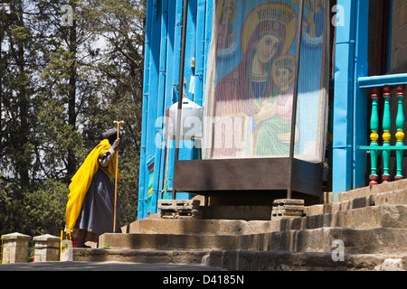 L'extérieur au-dessus de l'église Entoto Maryam Addis Ababa Ethiopie Afrique Banque D'Images