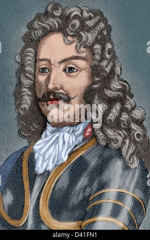 James FitzJames, duc de Berwick (1670-1734). Militaire français. Gravure en couleur sur l'histoire de l'Espagne, 1882. Banque D'Images