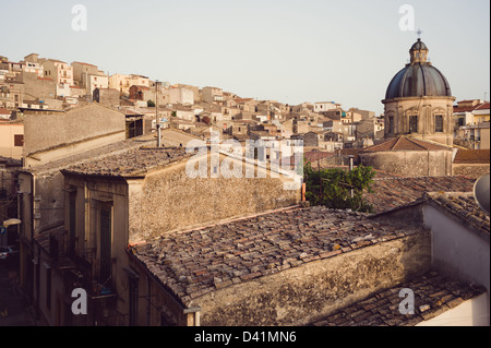 Toits Bisacquino, Sicile (Italie) Banque D'Images