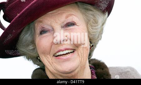 La Reine Beatrix des Pays-Bas assiste à la célébration du 100e anniversaire de l'association "empoté jongeren' (organisation de la jeunesse rurale) et l'ouverture de l'exposition photo '100 ans de volontariat des jeunes sur la campagne' de la province de Gueldre dans Toldijk, 01-03-2013 Photo : PRE-Albert Nieboer / Pays-Bas OUT Banque D'Images