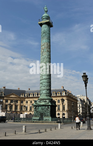 Place Vendôme avec colonne centrale, Paris, France. Banque D'Images