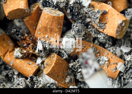 Berlin, Allemagne, ausgedrueckter la cigarette dans un cendrier Banque D'Images