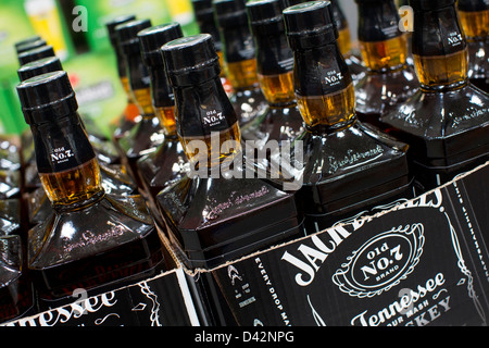 Jack Daniel's whiskey sur l'affichage à un entrepôt Costco Wholesale Club. Banque D'Images