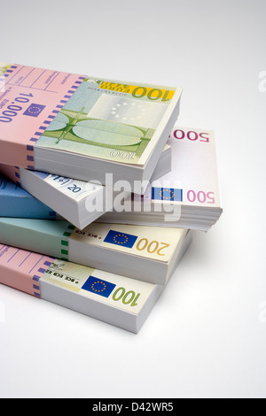 Freiburg, Allemagne, argent pile avec l'euro Banque D'Images