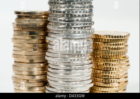 Hambourg, Allemagne, une pile de pièces de monnaie de la zone euro Banque D'Images