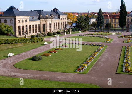 L'Orangerie et le jardin baroque du château Schloss Friedenstein, Gotha, Thuringe, Allemagne, Europe Banque D'Images