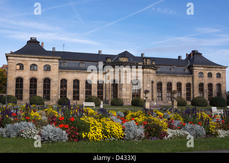 Orangerie Heinrich Heine avec bibliothèque et jardin baroque du château Schloss Friedenstein, Gotha, Thuringe, Allemagne, Europe Banque D'Images