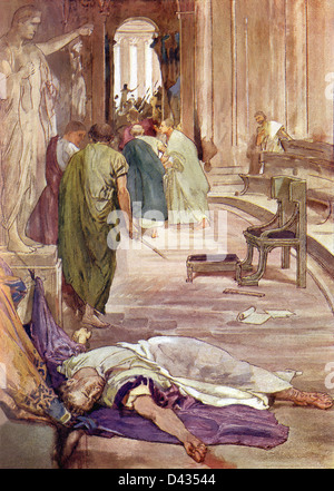 Le 15 mars 44 avant J.-C., les ides de mars, Brutus, Cassius, et plusieurs autres conspirateurs assassiné Jules César. Banque D'Images