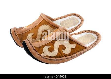 L'arabe classique (Aladdin) chaussons sur fond blanc. Avis chaussures avec orteils recourbés Banque D'Images