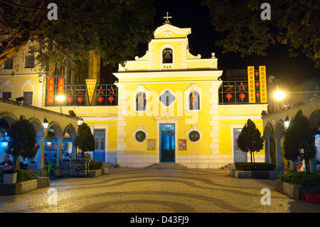 Chapelle Saint François Xavier à Coloane, Macao, Chine dans la nuit Banque D'Images