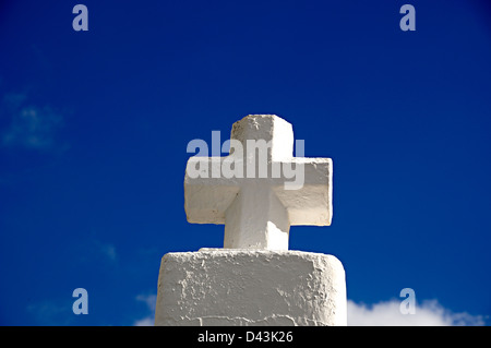 Cross de Puig de Missa l'église. Santa Eulalia del Río, Ibiza, Baléares, Espagne Banque D'Images