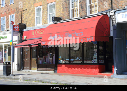 Les bouchers traditionnels shop à Highgate village, dans le nord de Londres, UK Banque D'Images