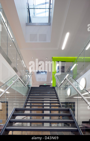 Rotherham College of Arts & Technology, Glasgow, Royaume-Uni. Architecte : Bond Bryan Architects Ltd, 2011. Voir l'escalier de Banque D'Images
