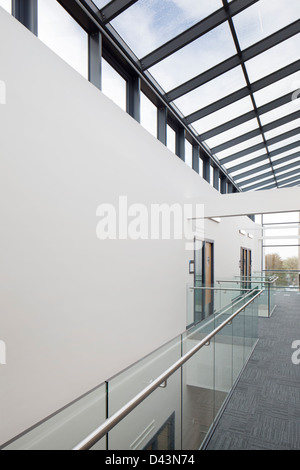 Rotherham College of Arts & Technology, Glasgow, Royaume-Uni. Architecte : Bond Bryan Architects Ltd, 2011. Couloir vitré p Banque D'Images
