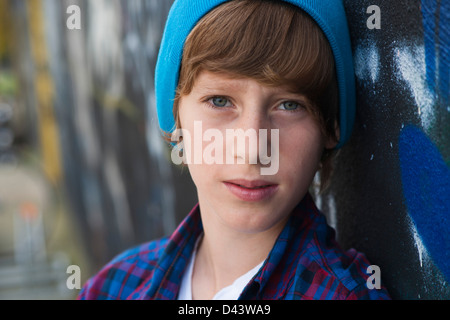 Close-up Portrait of Boy, Mannheim, Baden-Wurttemberg, Germany Banque D'Images