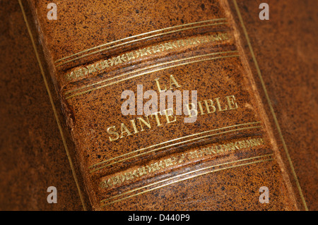 Close-up de la colonne vertébrale de la Sainte Bible Banque D'Images