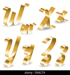 Lettres de l'alphabet à partir de ruban d'or Banque D'Images