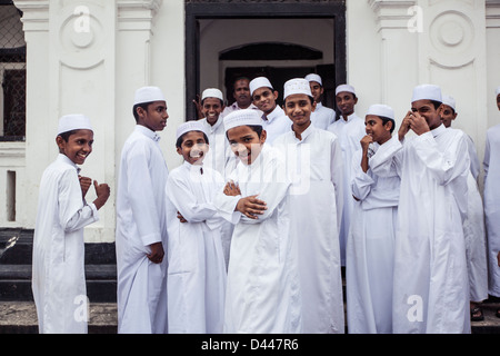 Les enfants de l'école musulmane à Galle, au Sri Lanka. Banque D'Images