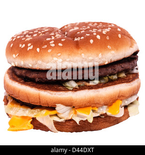 Un Mcdonalds hamburger Big Mac sur un fond blanc Banque D'Images