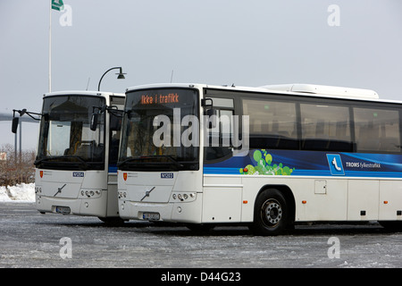 Les bus publics dans prostnetset la station de bus du centre-ville de Tromso Tromsø Norvège europe Banque D'Images