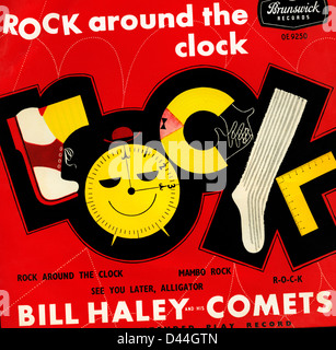 Autour de l'horloge 'Rock' 45 tr/min nombre d'album pour les one hit 1954 rock and roll chanson enregistrée par Bill Haley et les Comets Rock autour de l'horloge' Banque D'Images