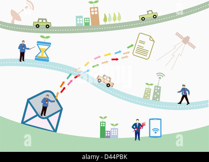 Illustration relative aux panneaux solaires et connexion wifi Banque D'Images