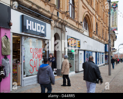 Hudz fermeture vente, Cedar Square, Blackpool, Lancashire, UK Banque D'Images