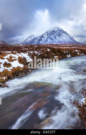 Buachaille Etive Mor, Glen Coe en hiver, en Écosse. Le Royaume-Uni, l'Europe. Banque D'Images