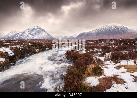 Buachaille Etive Mor, Glen Coe en hiver, en Écosse. Le Royaume-Uni, l'Europe. Banque D'Images