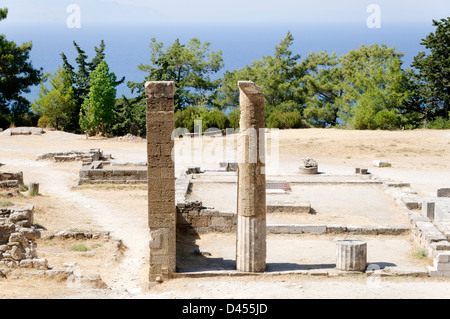 Rhodes. La Grèce. Les ruines de la 3ème siècle avant J.-C. Temple dorique à Ancient Kamiros Banque D'Images