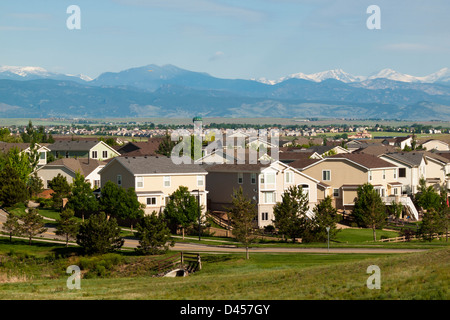 Subdivision de la banlieue de la ville d'Erie, Colorado. Banque D'Images