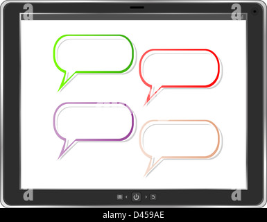 Mot vide bulle sur l'écran du PC tablette concept commercial. Banque D'Images