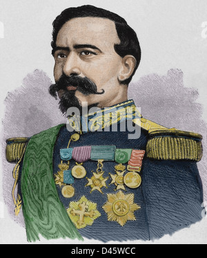 Charles Denis Bourbaki (1816-1897). Militaire français. L'illustration espagnole et américaine, 1870. Gravure en couleur. Banque D'Images