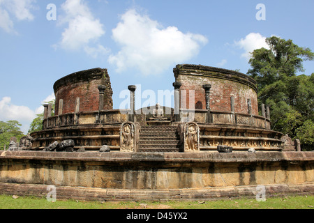 Vatadage circulaire, Polonnaruwa, Sri Lanka Banque D'Images