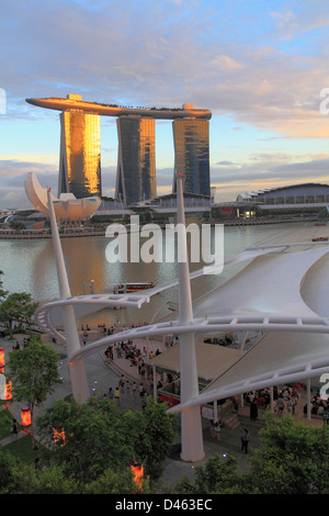 Singapour, Marina Bay Sands Resort, port de plaisance, promenade, Banque D'Images