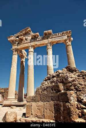 Ancien Temple d'Apollon à Side, Antalya, Turquie. Banque D'Images