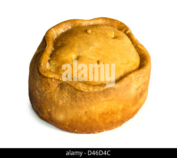 Giant (presque 1 kg) véritable Melton Mowbray Pork pie de Ye Olde Pie Shoppe, Melton Mowbray, Leicestershire, UK Banque D'Images